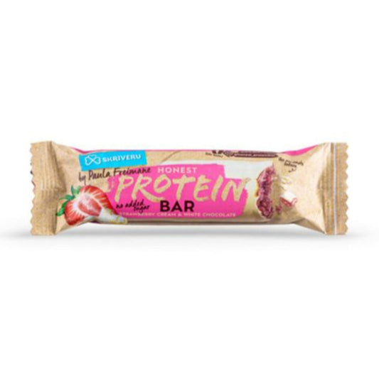 Zemeņu proteīna batoniņš baltajā šokolādē 45g