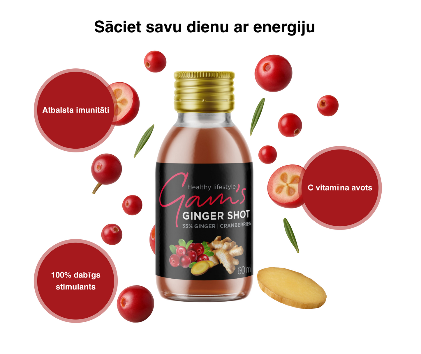 Gam's ingvera dzērveņu šots 60ml