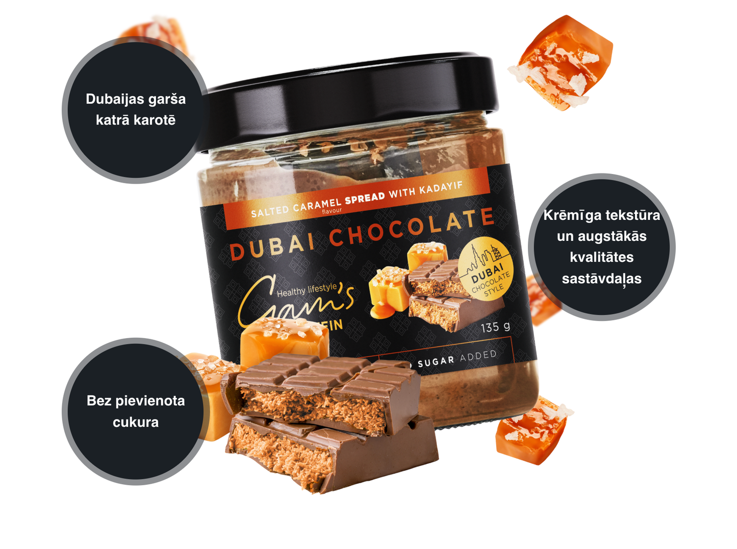Gam's Protein Dubai šokolādes stila krēms ar sāļo karameli 135g