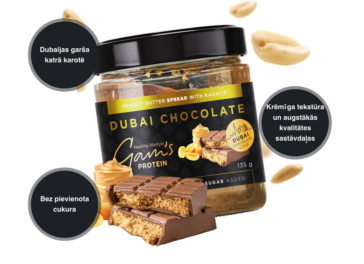 Gam's Protein Dubai šokolādes stila zemesriekstu sviesta krēms 135g
