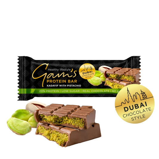Gam's Protein Dubai šokolādes stila batoniņš ar pistācijām 60g
