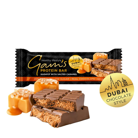 Gam's Protein Dubai šokolādes stila batoniņš ar sāļo karameli 60g